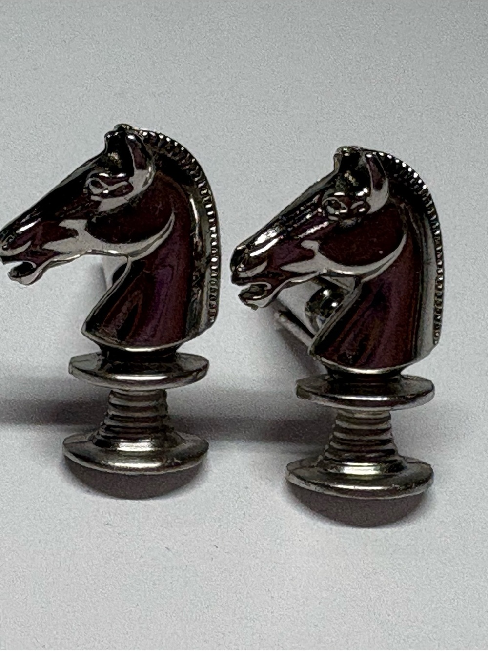 Vintage Hickok Men's Silver Tone Horse Head Cufflinks - Classic Equestrian Style